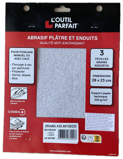 Șmirghel pentru glet și ipsos G120 (set 3)